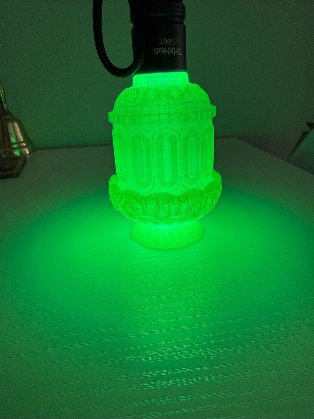 3D printed glow green fairy lamp (not glass) glows with UV light